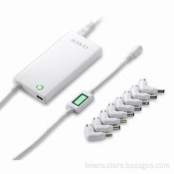 90W Smart Universal Laptop AC/DC Adapter with 17mm Thickness, Wide Output Voltage from 12 to 24V